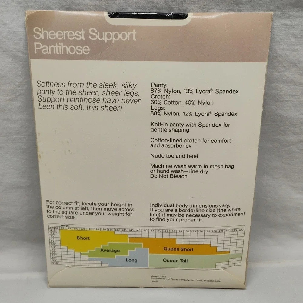 JcPenney‎ 80s Long Airline Navy 28 Sheerest Support Pantyhose Sandalfoot